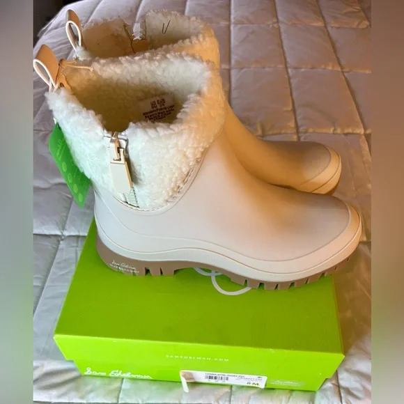 NWT Sam Edelman Ivory waterproof/weatherproof boots. Women’s size 8m. Faux fur - Picture 3 of 11